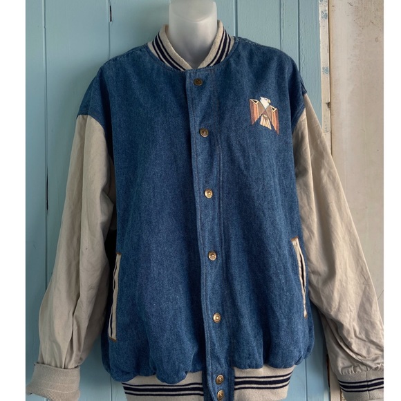 vintage denim varsity jacket